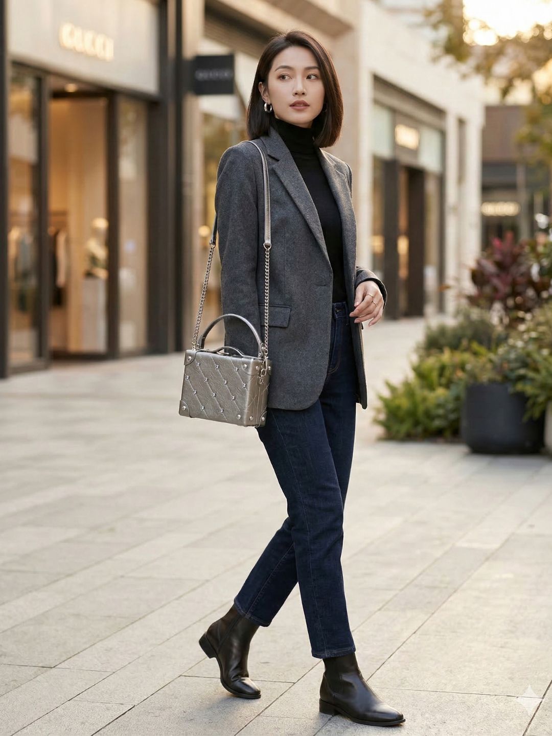 Curved Buckle Box HandBag