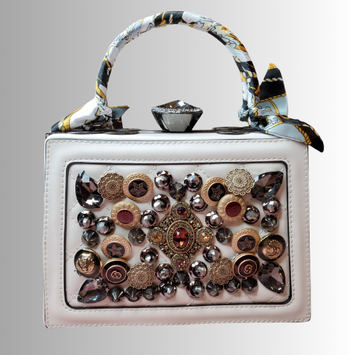 Luxe Crystal Button Box HandBag