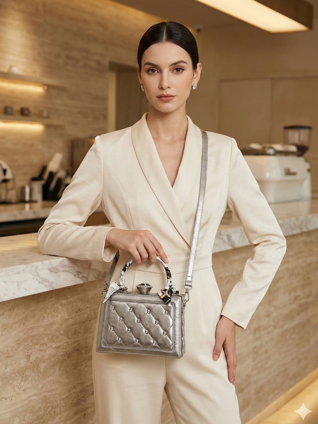 Crystal Buckle Box HandBag